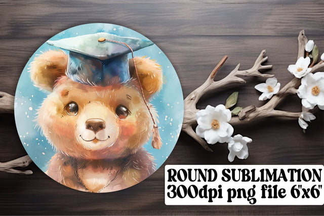 Cap-Wearing Animal Circle Graduation Sublimation keychain Sublimation afrosvg 