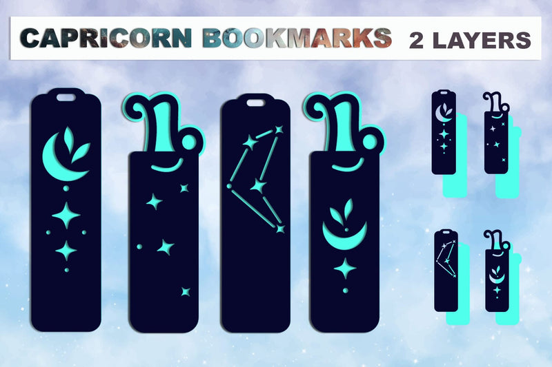 Capricorn bookmarks svg, Zodiac sign Layered bookmarks svg SVG AnastasiyaArtDesign 