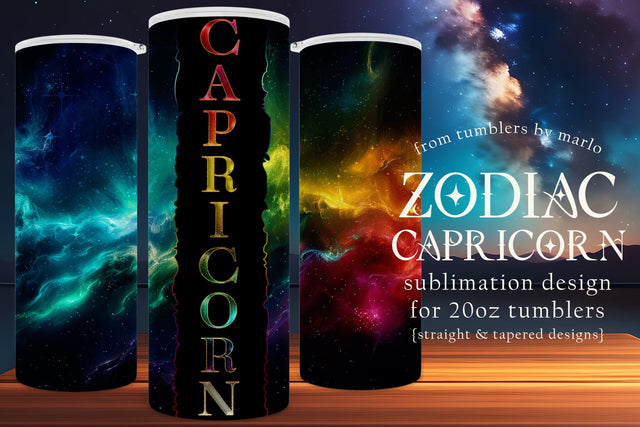 Capricorn Tumbler, Zodiac Tumbler, Astrology Tumbler, 20 oz Skinny Tumbler Wrap, Sublimation Sublimation Designing with Marlo 