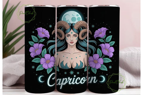 Capricorn Zodiac 20oz Tumbler Wrap Sublimation PixelChick 
