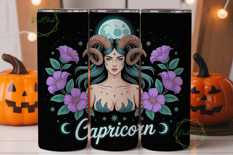 Capricorn Zodiac 20oz Tumbler Wrap Sublimation PixelChick 