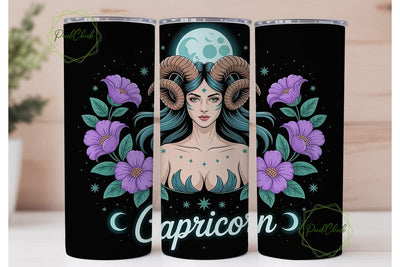 Capricorn Zodiac 20oz Tumbler Wrap Sublimation PixelChick 