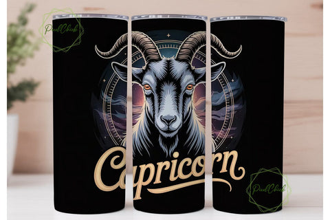 Capricorn Zodiac 20oz Tumbler Wrap Sublimation PixelChick 