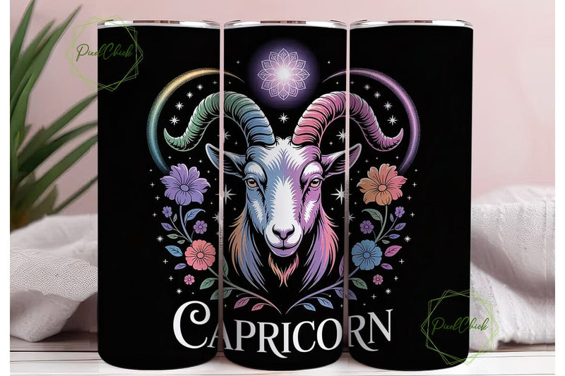 Capricorn Zodiac 20oz Tumbler Wrap Sublimation PixelChick 