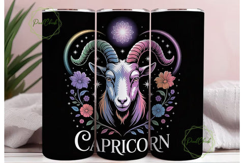 Capricorn Zodiac 20oz Tumbler Wrap Sublimation PixelChick 