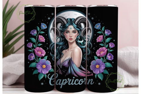 Capricorn Zodiac 20oz Tumbler Wrap Sublimation PixelChick 