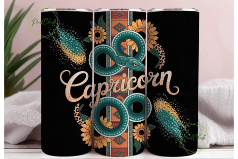Capricorn Zodiac 20oz Tumbler Wrap Sublimation PixelChick 