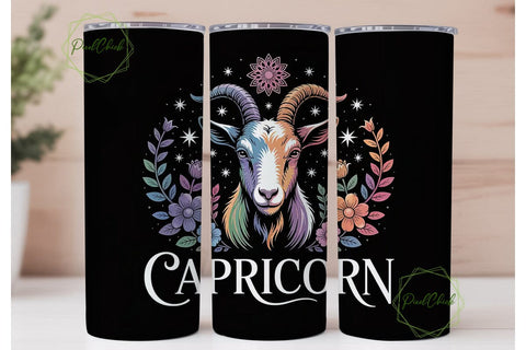 Capricorn Zodiac 20oz Tumbler Wrap Sublimation PixelChick 