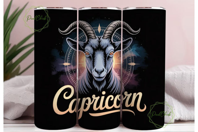 Capricorn Zodiac 20oz Tumbler Wrap Sublimation PixelChick 