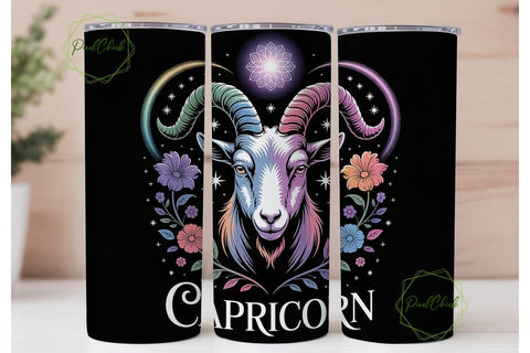 Capricorn Zodiac 20oz Tumbler Wrap Sublimation PixelChick 