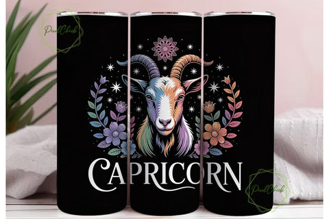 Capricorn Zodiac 20oz Tumbler Wrap Sublimation PixelChick 