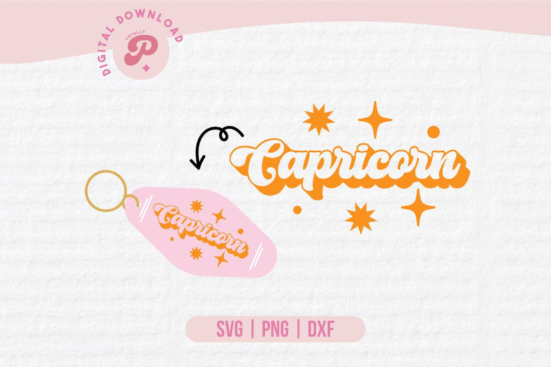 Capricorn Zodiac Motel Keychain SVG SVG Totally Posie 