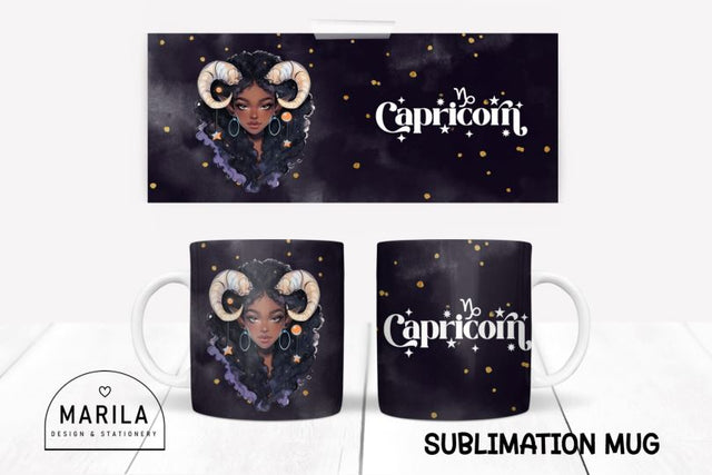 Capricorn Zodiac Sign Mug Sublimation, design Coffee Mug #4 Sublimation Marilakits 