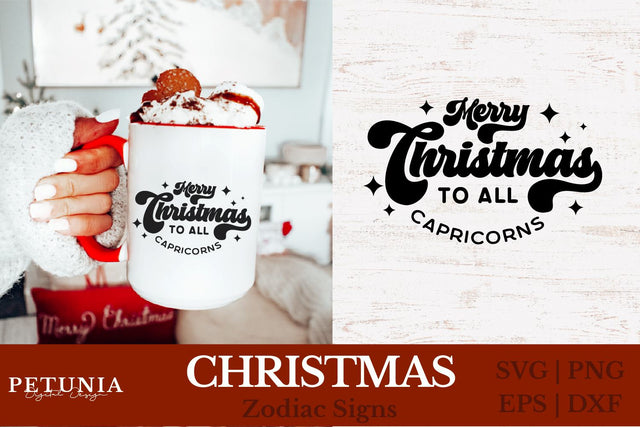 Capricorn Zodiac Sign SVG | Christmas SVG SVG Petunia Digital Design 