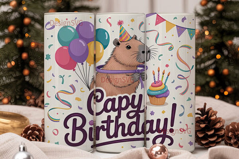 Capybara Birthday 20oz Tumbler Wrap Sublimation DesignSVG 