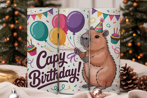 Capybara Birthday 20oz Tumbler Wrap Sublimation DesignSVG 
