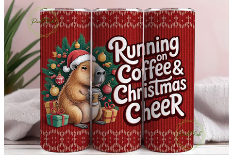 Capybara Christmas Cheer 20oz Tumbler Sublimation PixelChick 