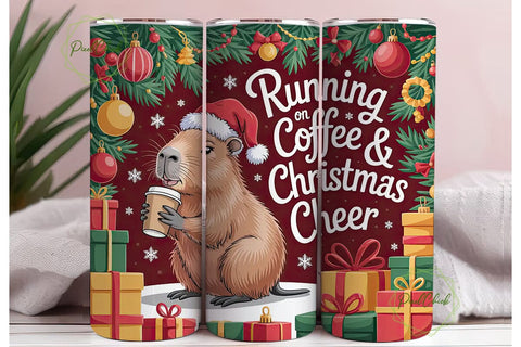 Capybara Christmas Cheer 20oz Tumbler Sublimation PixelChick 