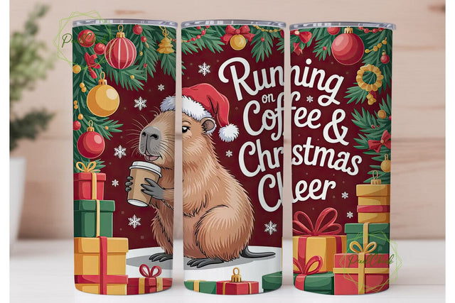 Capybara Christmas Cheer 20oz Tumbler Sublimation PixelChick 