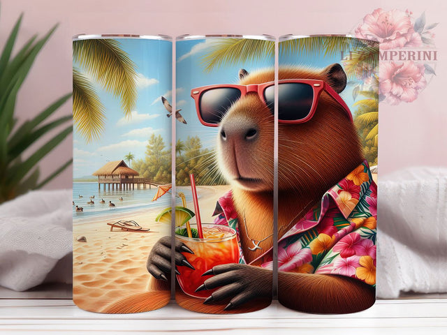 Capybara Cocktail Summer 20oz Tumbler, Cocktail Tumbler, Animal Tumbler, Funny Tumbler, Summer Tumbler, 20oz Sublimation Wrap, Drink Lover Tumbler Sublimation Li Zamperini 