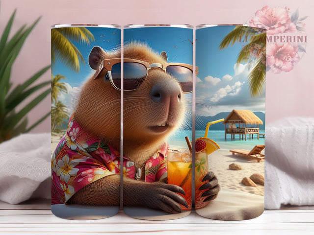 Capybara Cocktail Summer 20oz Tumbler, Cocktail Tumbler, Animal Tumbler, Funny Tumbler, Summer Tumbler, 20oz Sublimation Wrap, Drink Lover Tumbler Sublimation Li Zamperini 