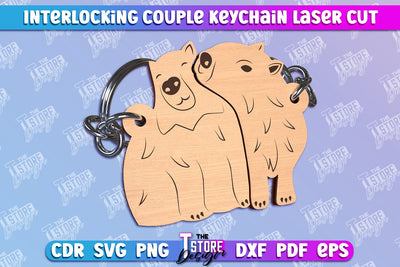 Capybara Couple Keychain | Interlocking Couple Keychain Design | CNC Files SVG The T Store Design 