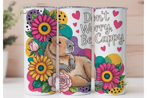 Capybara Don't Worry Cappy 20oz Tumbler Sublimation PixelChick 