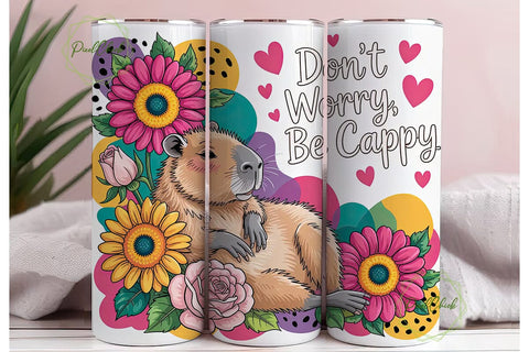 Capybara Don't Worry Cappy 20oz Tumbler Sublimation PixelChick 