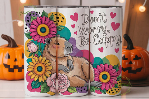 Capybara Don't Worry Cappy 20oz Tumbler Sublimation PixelChick 