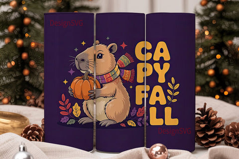 Capybara Fall 20oz Tumbler Wrap Sublimation DesignSVG 