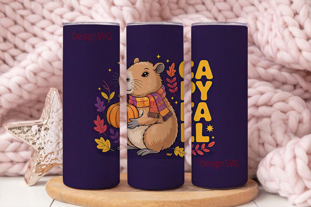 Capybara Fall 20oz Tumbler Wrap Sublimation DesignSVG 