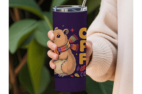 Capybara Fall 20oz Tumbler Wrap Sublimation DesignSVG 