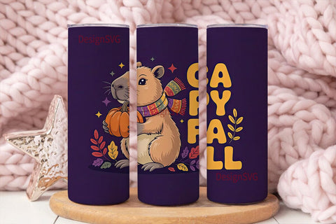 Capybara Fall 20oz Tumbler Wrap Sublimation DesignSVG 