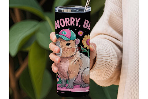 Capybara Floral Tumbler Wrap Sublimation DesignSVG 