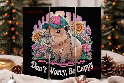 Capybara Floral Tumbler Wrap Sublimation DesignSVG 