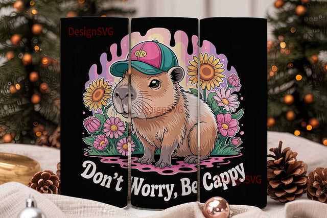 Capybara Floral Tumbler Wrap Sublimation DesignSVG 