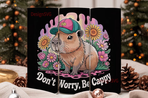 Capybara Floral Tumbler Wrap Sublimation DesignSVG 