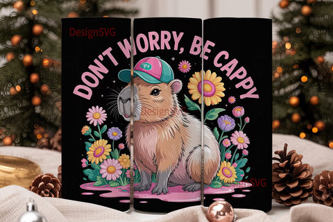Capybara Floral Tumbler Wrap Sublimation DesignSVG 