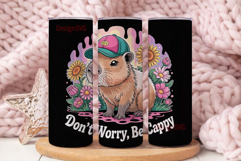 Capybara Floral Tumbler Wrap Sublimation DesignSVG 
