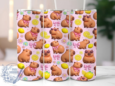 Capybara Lemon Pattern 20oz Tumbler, Capybara Lemon, Lemon Pattern, Capybara Pattern, Capybara PNG, Lemon Tumbler, Capybara Tumbler, 20oz Tumbler Wrap Sublimation ToriDesigns 
