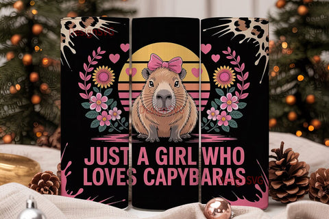 Capybara Lover Tumbler Wrap Sublimation DesignSVG 
