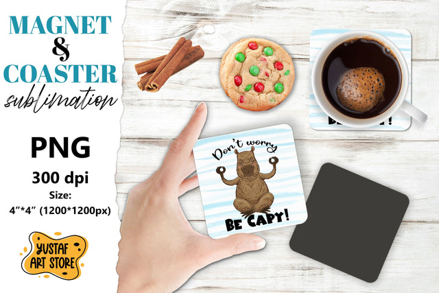 Capybara magnet/coaster sublimation. Cute capybara Sublimation Yustaf Art Store 