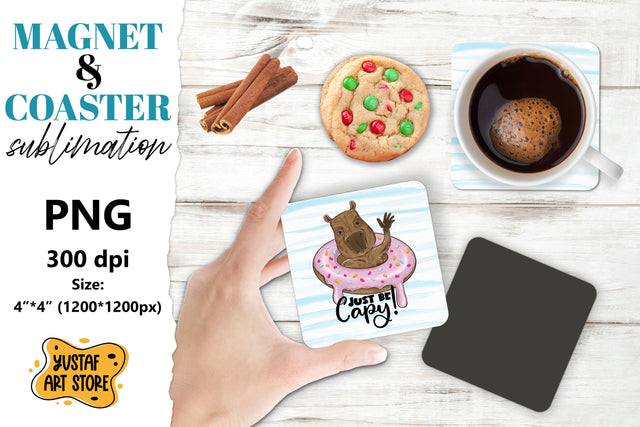 Capybara magnet/coaster sublimation. Cute capybara Sublimation Yustaf Art Store 