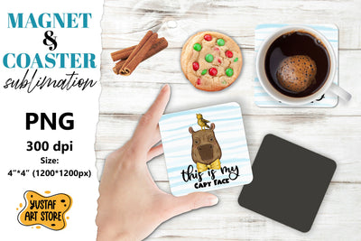 Capybara magnet/coaster sublimation. Cute capybara Sublimation Yustaf Art Store 