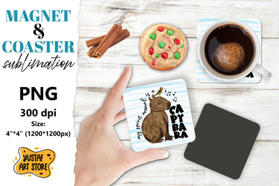 Capybara magnet/coaster sublimation. Cute capybara Sublimation Yustaf Art Store 