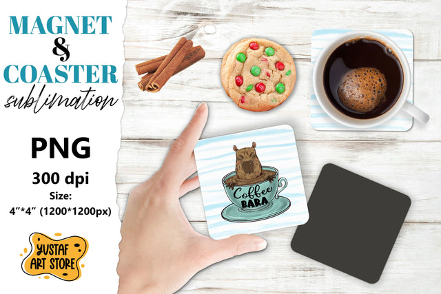 Capybara magnet/coaster sublimation. Cute capybara Sublimation Yustaf Art Store 