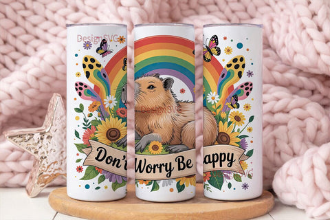 Capybara Rainbow Tumbler Wrap Sublimation DesignSVG 