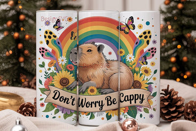 Capybara Rainbow Tumbler Wrap Sublimation DesignSVG 