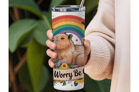 Capybara Rainbow Tumbler Wrap Sublimation DesignSVG 