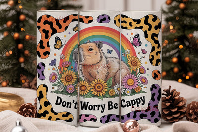 Capybara Rainbow Tumbler Wrap Sublimation DesignSVG 